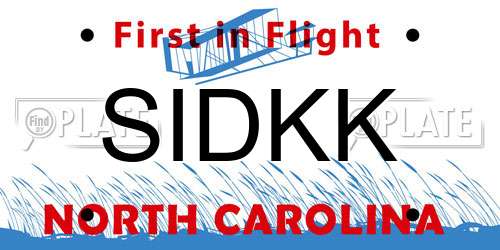 SIDKK North Carolina License Plate