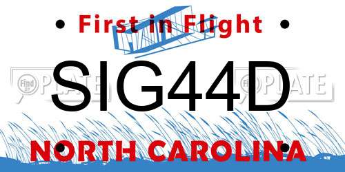 SIG44D North Carolina License Plate