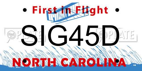 SIG45D North Carolina License Plate