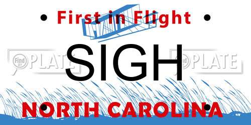 SIGH North Carolina License Plate