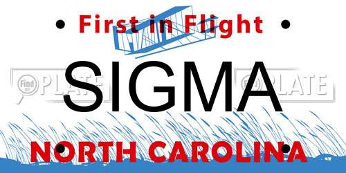 SIGMA North Carolina License Plate