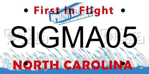 SIGMA05 North Carolina License Plate