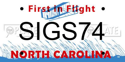 SIGS74 North Carolina License Plate