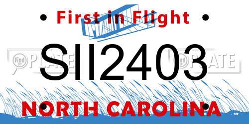 SII2403 North Carolina License Plate