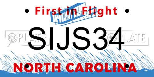 SIJS34 North Carolina License Plate