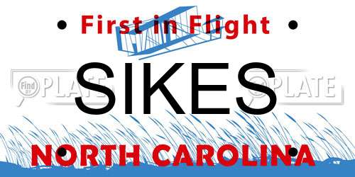 SIKES North Carolina License Plate