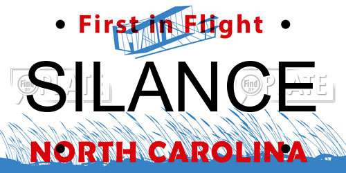 SILANCE North Carolina License Plate