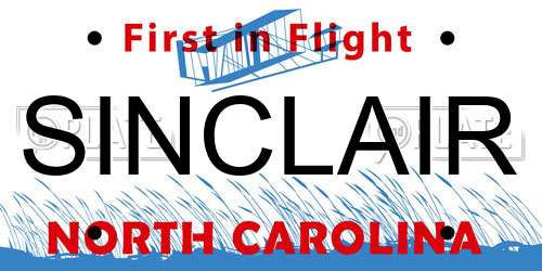SINCLAIR North Carolina License Plate