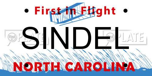 SINDEL North Carolina License Plate