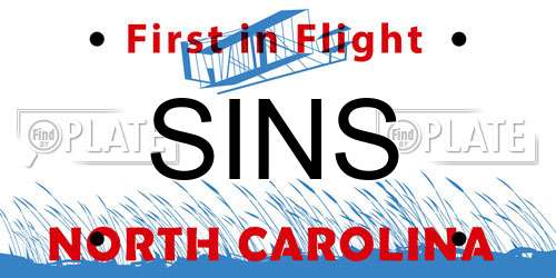 SINS North Carolina License Plate