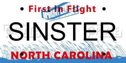 SINSTER North Carolina License Plate