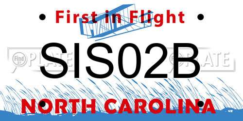 SIS02B North Carolina License Plate