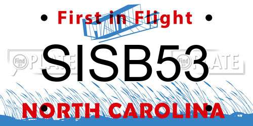 SISB53 North Carolina License Plate