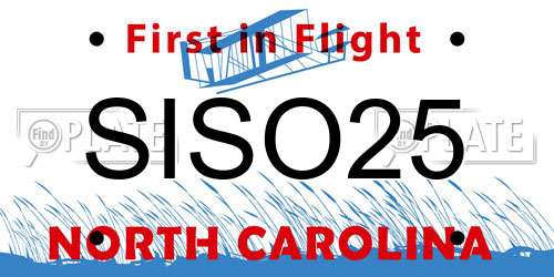SISO25 North Carolina License Plate