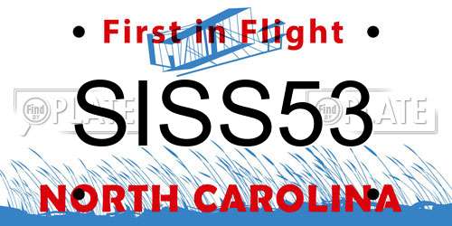 SISS53 North Carolina License Plate