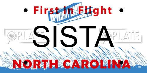 SISTA North Carolina License Plate