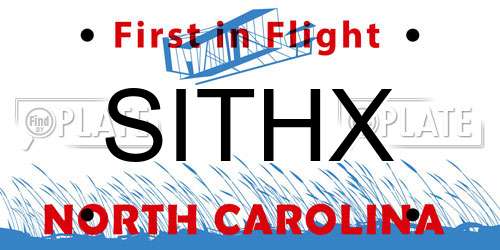 SITHX North Carolina License Plate