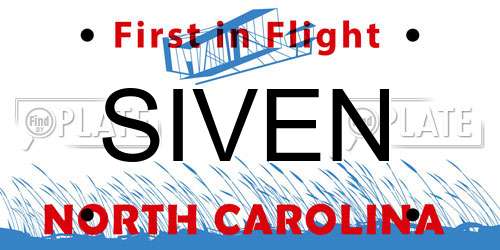 SIVEN North Carolina License Plate