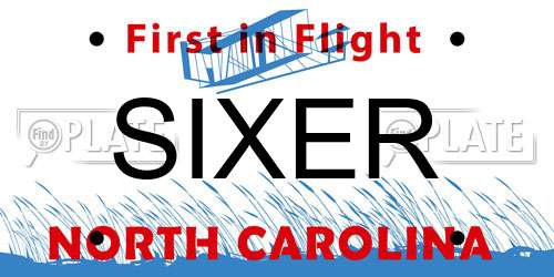 SIXER North Carolina License Plate