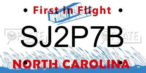 SJ2P7B North Carolina License Plate