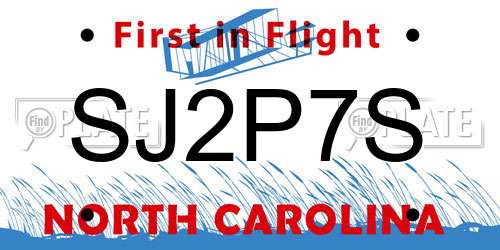 SJ2P7S North Carolina License Plate