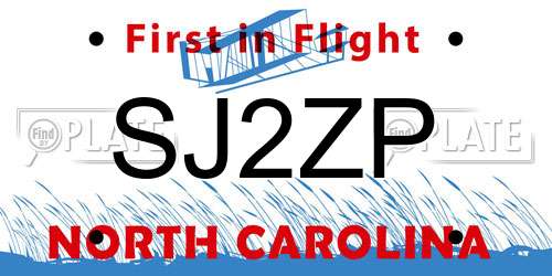 SJ2ZP North Carolina License Plate