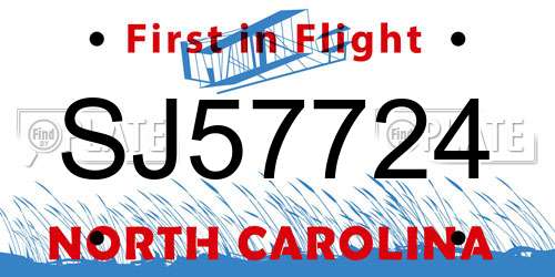 SJ57724 North Carolina License Plate