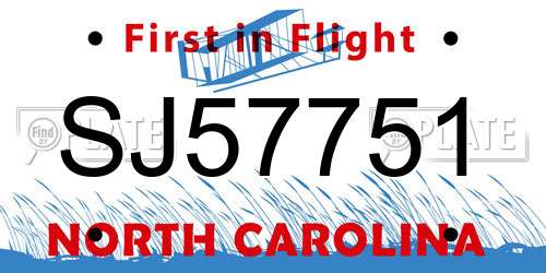 SJ57751 North Carolina License Plate