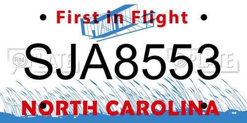 SJA8553 North Carolina License Plate