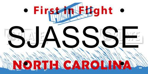 SJASSSE North Carolina License Plate