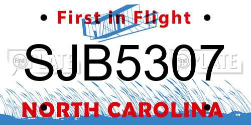 SJB5307 North Carolina License Plate