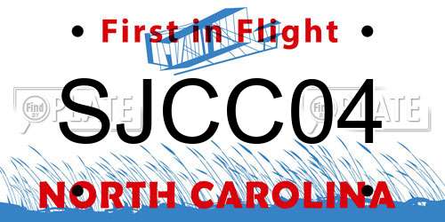 SJCC04 North Carolina License Plate