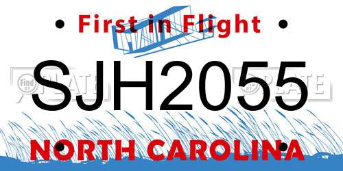 SJH2055 North Carolina License Plate