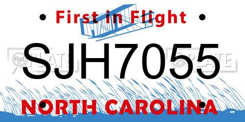 SJH7055 North Carolina License Plate