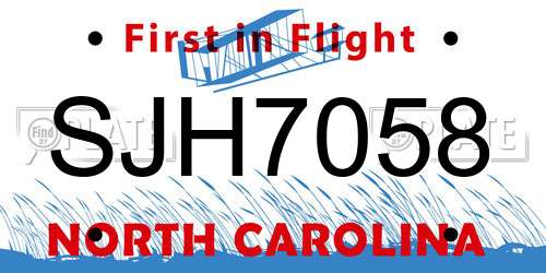 SJH7058 North Carolina License Plate