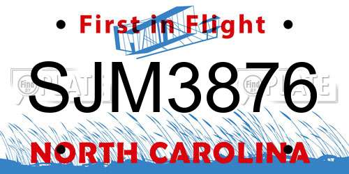 SJM3876 North Carolina License Plate
