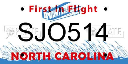 SJO514 North Carolina License Plate