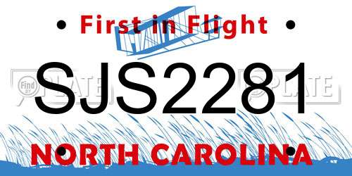 SJS2281 North Carolina License Plate