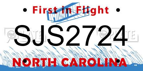 SJS2724 North Carolina License Plate