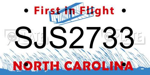 SJS2733 North Carolina License Plate
