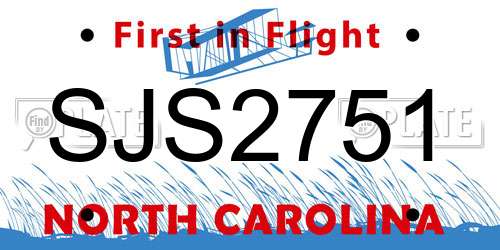 SJS2751 North Carolina License Plate