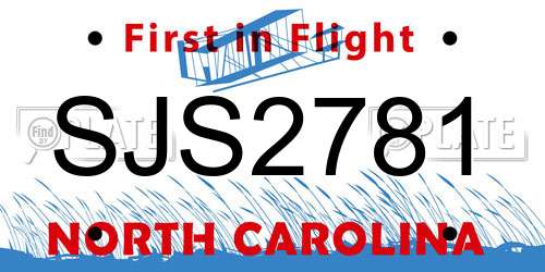 SJS2781 North Carolina License Plate