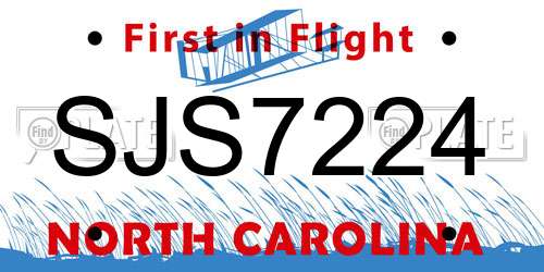 SJS7224 North Carolina License Plate