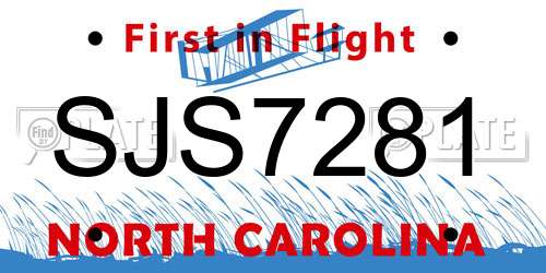 SJS7281 North Carolina License Plate