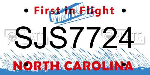 SJS7724 North Carolina License Plate