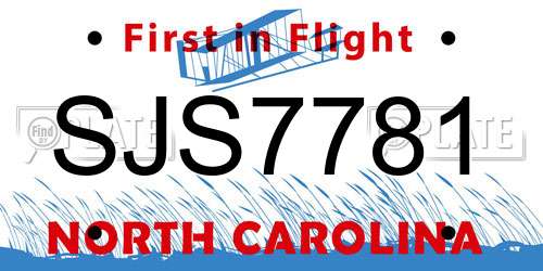 SJS7781 North Carolina License Plate
