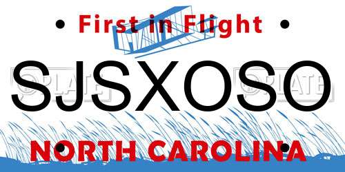 SJSXOSO North Carolina License Plate