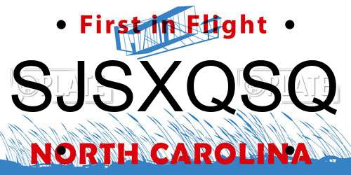SJSXQSQ North Carolina License Plate