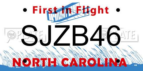SJZB46 North Carolina License Plate