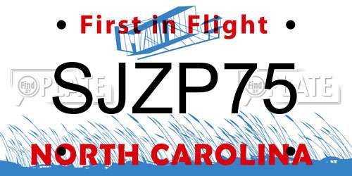 SJZP75 North Carolina License Plate